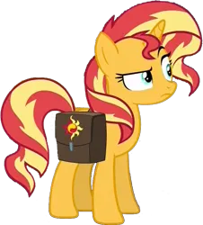 Size: 607x670 | Tagged: safe, artist:pascalmulokozi2, derpibooru import, edit, edited screencap, screencap, sunset shimmer, pony, unicorn, background removed, bag, female, g4, horn, image, not a vector, png, saddle bag, show accurate, solo