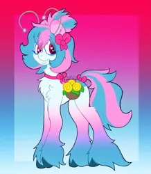 Size: 1707x1954 | Tagged: safe, artist:barfy, derpibooru import, pony, pony town, antenna, big lips, blue, chest fluff, cotton candy, flower, flower basket, fluffy, gradient hooves, hooves, image, pink, png, reference