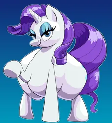 Size: 2346x2562 | Tagged: suggestive, artist:parumpi, rarity, pony, unicorn, bedroom eyes, butt, fat ass, female, huge butt, image, large butt, looking at you, makeup, png, raised hoof, rearity, solo, stupid sexy rarity, tail, the ass was fat