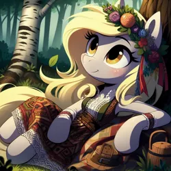 Size: 1024x1024 | Tagged: prompter needed, safe, ai content, derpibooru import, machine learning generated, derpy hooves, pinkie pie, cyrillic, forest, image, jpeg, nature, russian, slavic, solo, tree