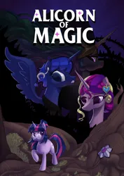 Size: 1920x2716 | Tagged: safe, artist:v-nico, derpibooru import, princess cadance, princess celestia, princess luna, twilight sparkle, pony, comic:alicorn of magic, alternate cutie mark, glasses, image, jpeg