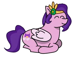 Size: 1280x1000 | Tagged: safe, artist:sleeplesseevee, derpibooru import, pipp petals, pegasus, pony, g5, cute, cutie mark, female, folded wings, happy, image, jewelry, lying down, outline, png, ponyloaf, prone, simple background, smiling, solo, tiara, transparent background, white outline, wings