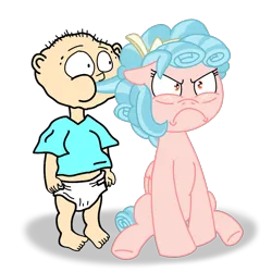 Size: 800x800 | Tagged: safe, artist:gch8ei45, derpibooru import, cozy glow, human, pegasus, pony, crossover, duo, female, image, male, png, rugrats, simple background, tommy pickles, transparent background