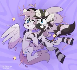 Size: 1638x1497 | Tagged: safe, artist:opossum-stuff, derpibooru import, oc, unofficial characters only, earth pony, zebra, belly, duo, earth pony oc, happy, hug, image, male, nuzzling, png, unshorn fetlocks, zebra oc