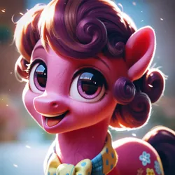 Size: 1024x1024 | Tagged: safe, ai content, derpibooru import, machine learning generated, prompter:jbond, stable diffusion, suri polomare, earth pony, pony, clothes, cute, female, g4, generator:pony diffusion v6 xl, image, mare, open mouth, png, scarf, solo