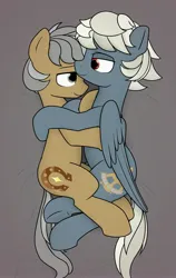 Size: 2385x3784 | Tagged: safe, artist:horsehiney, derpibooru import, oc, oc:albatross, oc:hind, unofficial characters only, earth pony, pegasus, pony, cuddling, eye contact, image, jpeg, looking at each other, looking at someone, male, stallion, wings