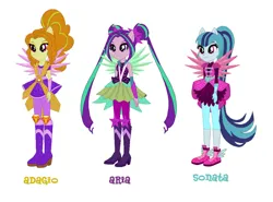 Size: 1038x770 | Tagged: safe, artist:leahrow, derpibooru import, adagio dazzle, aria blaze, sonata dusk, equestria girls, boots, clothes, crystal guardian, g4, high heel boots, image, jpeg, shoes, the dazzlings