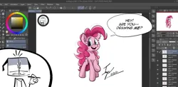 Size: 6000x2920 | Tagged: safe, artist:angrydiaper123, derpibooru import, pinkie pie, earth pony, adobe illustrator, breaking the fourth wall, computer, female, g4, image, png, solo