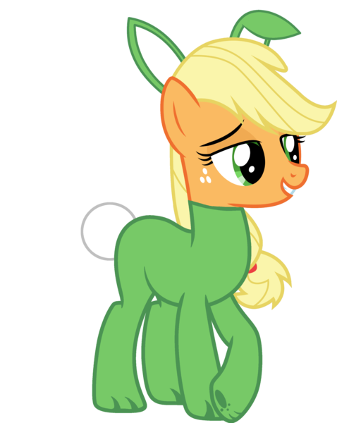 Size: 2319x2909 | Tagged: safe, artist:lizzmcclin, derpibooru import, applejack, earth pony, pony, animal costume, bunny costume, bunny ears, clothes, costume, female, g4, image, png, simple background, smiling, solo, transparent background