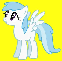 Size: 565x561 | Tagged: safe, artist:frozengembases, artist:maddiewondermanforever36, cotton cloudy, pegasus, pony, adult blank flank, alternate universe, background pony, base used, blank flank, cottonbetes, cute, female, g4, grin, image, mare, older, older cotton cloudy, png, simple background, smiling, solo, yellow background