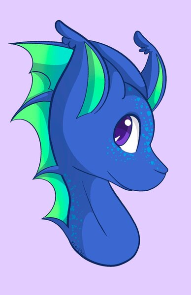 Size: 1325x2048 | Tagged: safe, artist:mscolorsplash, derpibooru import, oc, unofficial characters only, dracony, dragon, hybrid, bust, dragon oc, image, jpeg, non-pony oc, purple background, simple background, solo