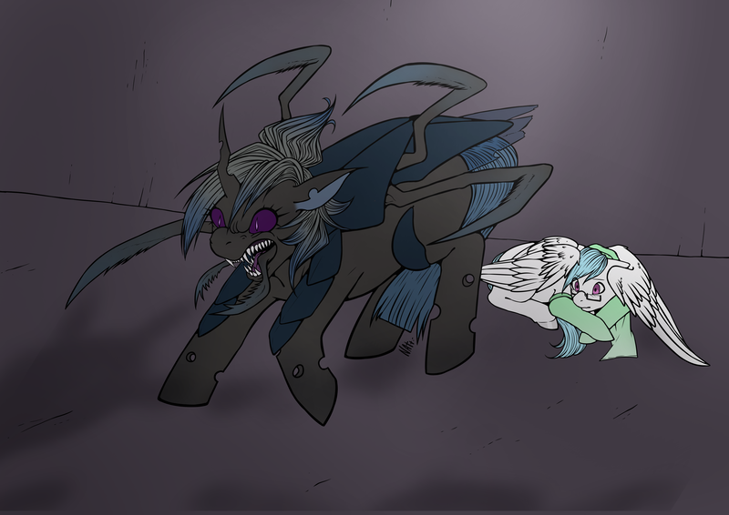 Size: 4092x2893 | Tagged: safe, artist:natt333, derpibooru import, oc, oc:nimbus cloudington, oc:rainy bug, changeling, pegasus, image, png