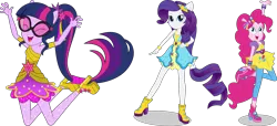 Size: 15053x6887 | Tagged: safe, derpibooru import, pinkie pie, rarity, sci-twi, twilight sparkle, dance magic, equestria girls, spoiler:eqg specials, image, png, simple background, transparent background, vector