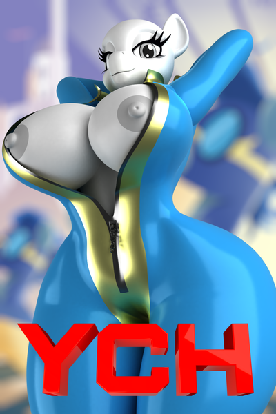 Size: 1000x1500 | Tagged: questionable, artist:argos90, derpibooru import, anthro, 3d, breasts, clothes, commission, exposed breasts, flashing, flashing boobs, image, nipples, nudity, png, uniform, wonderbolts uniform, your character here