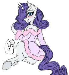 Size: 1044x1138 | Tagged: suggestive, artist:momma-fleur, derpibooru import, rarity, unicorn, blushing, clothes, cute, ear fluff, fluffy, g4, horn, image, png, raribetes, robe, signature, simple background, solo, stupid sexy rarity, transparent background