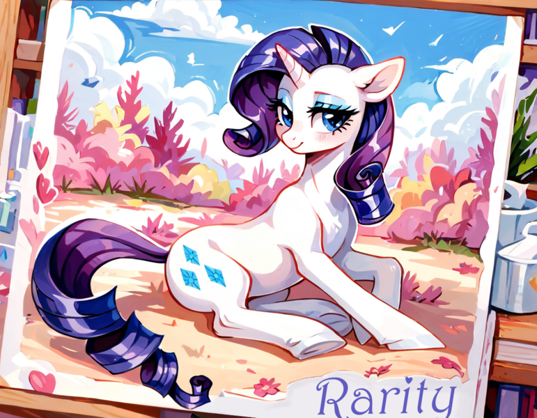 Size: 1152x896 | Tagged: safe, ai content, derpibooru import, machine learning generated, prompter:gullveigai, stable diffusion, rarity, pony, unicorn, g4, generator:pony diffusion v6 xl, horn, image, png