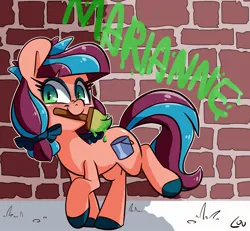 Size: 2200x2036 | Tagged: safe, artist:lou, derpibooru import, oc, unofficial characters only, pony, female, graffiti, image, jpeg, mare