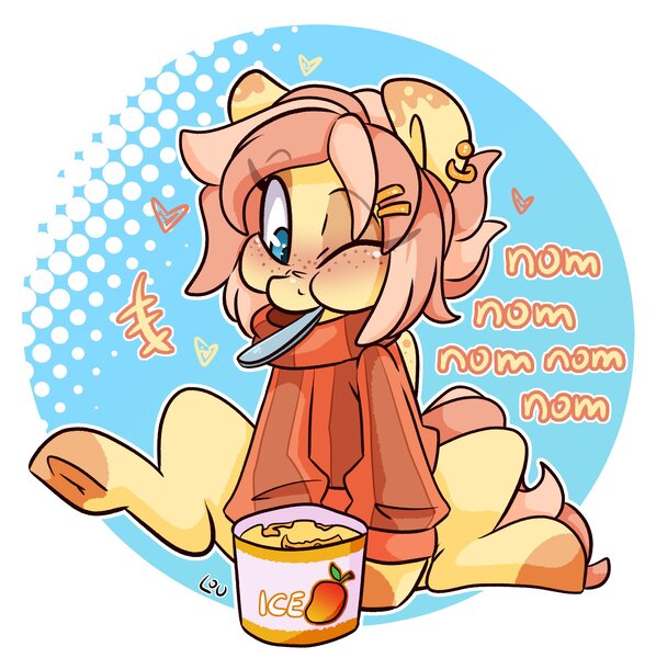 Size: 1928x1936 | Tagged: safe, artist:lou, derpibooru import, oc, unofficial characters only, pony, female, food, ice cream, image, jpeg, mare