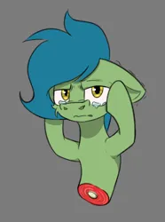 Size: 556x749 | Tagged: semi-grimdark, artist:cotarsis, derpibooru import, oc, earth pony, pony, crying, gray background, image, looking at you, png, simple background, sketch, solo