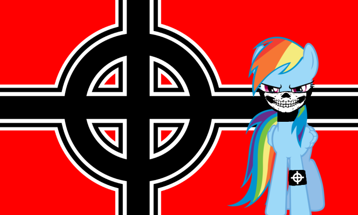 Size: 715x429 | Tagged: safe, rainbow dash, celtic cross, flag, image, mlpol, nazi, png, siege mask
