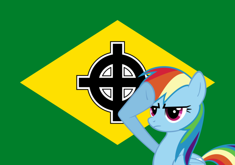 Size: 1600x1120 | Tagged: safe, artist:dpr, rainbow dash, brazil, brony, celtic cross, fascism, fascist, flag, image, my little pony, nazi, png