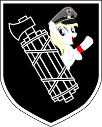 Size: 962x1198 | Tagged: safe, alternate version, artist:accu, artist:anonymous, banned from derpibooru, edit, oc, oc:aryanne, unofficial characters only, earth pony, pony, armband, blonde, celtic cross, cute, fascio, fascism, fascist, female, happy, hat, heart, heil, hoofbump, image, looking at you, mlpol, nazi, open mouth, png, rearing, show accurate, simple background, smiling, solo, totenkopf, transparent background, vector