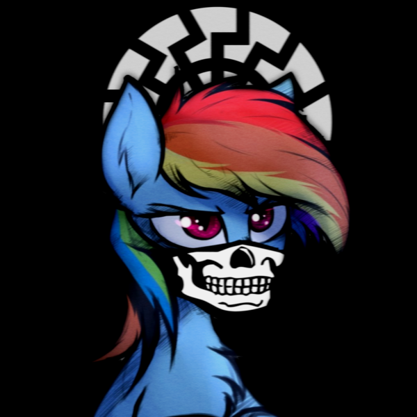 Size: 2048x2048 | Tagged: safe, rainbow dash, altbrony, black sun, image, nazi, nazipone, png, siege mask, sonnenrad