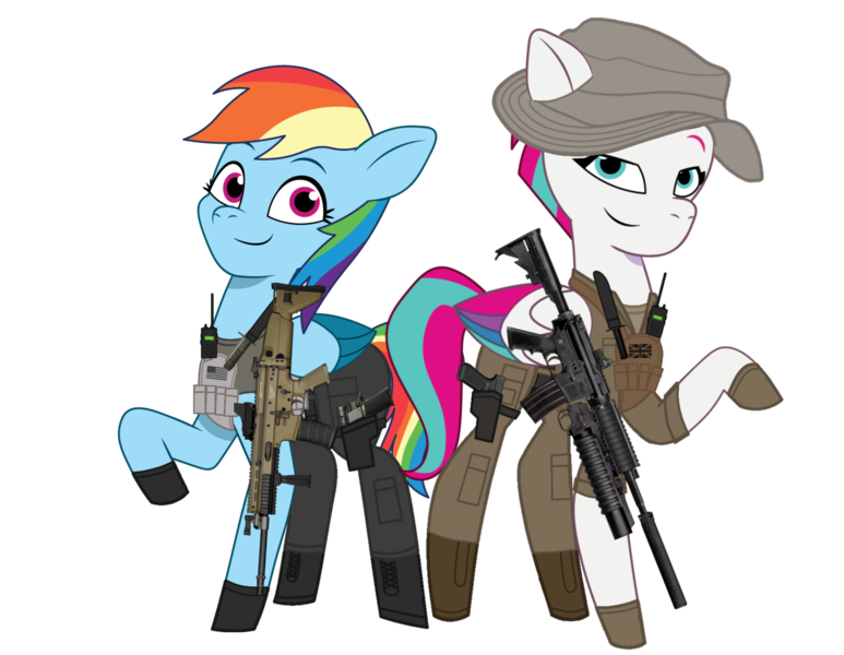 Size: 2948x2289 | Tagged: safe, artist:edy_january, artist:prixy05, derpibooru import, edit, vector edit, rainbow dash, zipp storm, pegasus, g5, my little pony: tell your tale, ar15, armor, assault rifle, body armor, boots, call of duty, call of duty: warzone, captain price, clothes, combat knife, delta forces, duo, equipment, flak jacket, fn scar, g4, g4 to g5, gears, generation leap, glock 17, gloves, gun, handgun, hat, image, knife, m1911, m4a1, marine, marines, military, military pony, military uniform, pistol, png, radio, rifle, scar-l, scout, shirt, shoes, simple background, soldier, soldier pony, special forces, tactical, tactical squad, tactical vest, tanktop, task forces 141, transparent background, uniform, uniform hat, united kingdom, united states, us army, usmc, vector, vest, weapon, zipp and her heroine