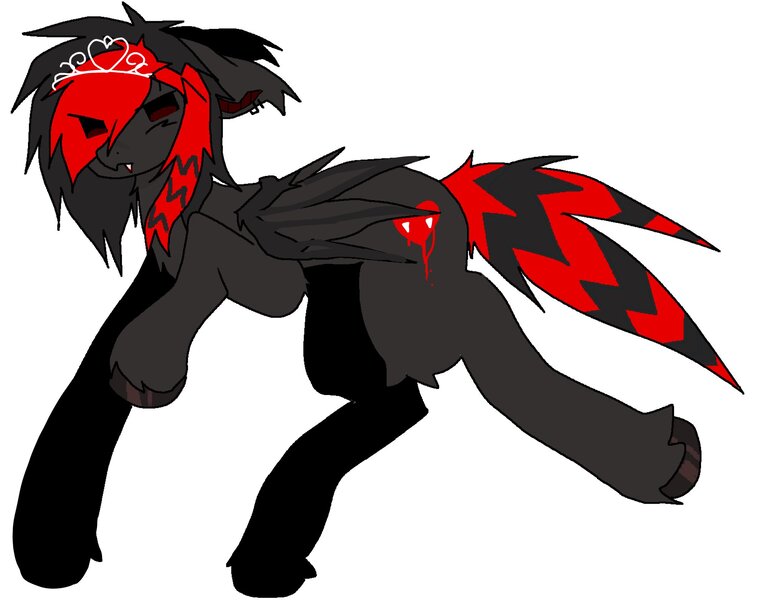 Size: 2048x1583 | Tagged: safe, artist:poniesinmyhead, derpibooru import, oc, bat pony, pony, bat pony oc, bat wings, edgy, emo, image, jewelry, jpeg, red and black oc, red hair, simple background, solo, tiara, white background, wings