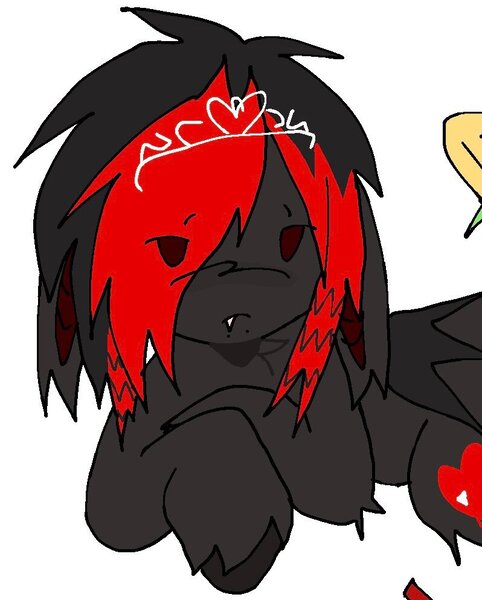 Size: 798x993 | Tagged: safe, artist:poniesinmyhead, derpibooru import, oc, unofficial characters only, bat pony, pony, bat pony oc, bat wings, emo, image, jewelry, jpeg, red and black oc, solo, tiara, wings