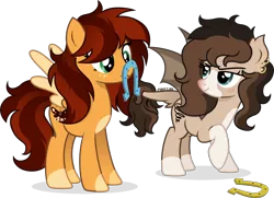 Size: 3000x2170 | Tagged: safe, artist:cirillaq, derpibooru import, oc, oc:golden, oc:ryolit, unofficial characters only, bat pony, pegasus, pony, female, horseshoes, image, mare, png, simple background, transparent background