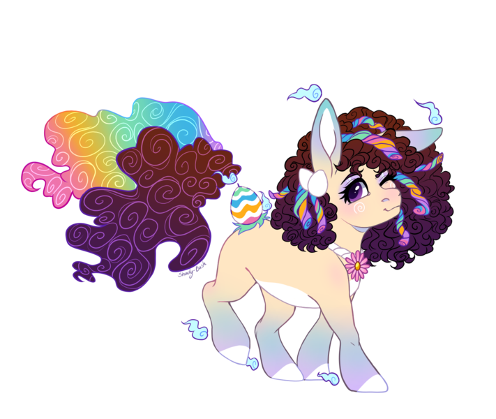Size: 1349x1139 | Tagged: safe, artist:shady-bush, derpibooru import, oc, original species, pony, scented pony, easter, easter egg, female, holiday, image, mare, png, simple background, solo, transparent background