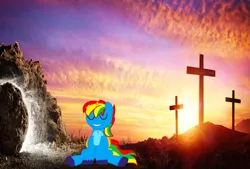Size: 3743x2524 | Tagged: safe, artist:shieldwingarmorofgod, derpibooru import, oc, oc:shield wing, unofficial characters only, alicorn, christianity, easter, holiday, image, male, png, religion, resurrection, solo