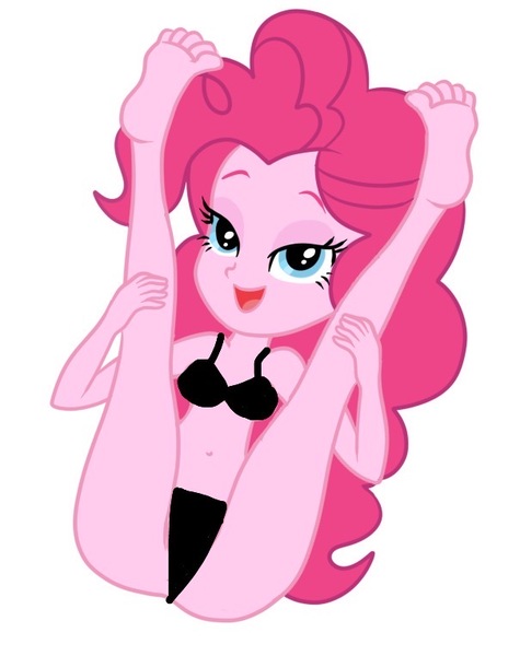 Size: 605x765 | Tagged: questionable, artist:aaronmitchell05, derpibooru import, pinkie pie, equestria girls, ass, barefoot, bedroom eyes, black underwear, bra, butt, clothes, feet, female, g4, image, jpeg, panties, pose, simple background, solo, solo female, sultry pose, underwear, white background