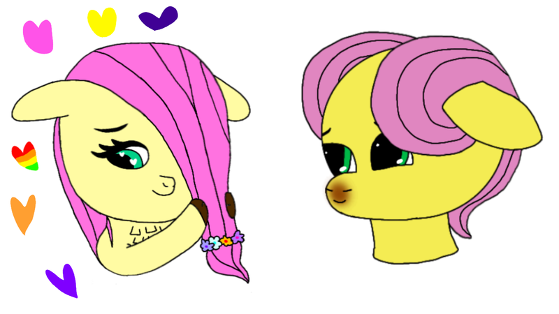 Size: 1366x768 | Tagged: safe, artist:coolgear10, derpibooru import, fluttershy, pegasus, pony, butterscotch, cute, female, flower, flower in hair, fluttershy gets all the mares, fluttershy gets all the stallions, g4, hair over one eye, half r63 shipping, image, implied appleshy, implied bubbleshy, implied duskshy, implied elushy, implied flarity, implied flutterblitz, implied flutterdash, implied flutterjack, implied flutterpie, implied lesbian, implied shipping, implied straight, implied twishy, male, mane, mare, png, rule 63, self paradox, self ponidox, selfcest, ship:flutterscotch, ship:shyshy, shipping, stallion, straight, wingding eyes