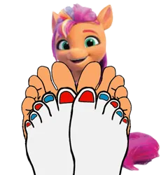 Size: 827x872 | Tagged: safe, derpibooru import, sunny starscout, earth pony, pony, g5, feet, female, fetish, foot fetish, footsie, image, png, simple background, solo, solo female, transparent background