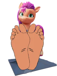 Size: 774x1032 | Tagged: safe, derpibooru import, sunny starscout, earth pony, pony, g5, 3d, 3d model, feet, female, focused, game, image, model, my little pony: a maretime bay adventure, png, simple background, solo, solo female, transparent background