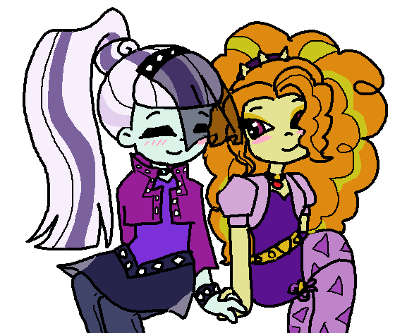 Size: 577x472 | Tagged: safe, artist:sunnyloquacity, derpibooru import, adagio dazzle, coloratura, equestria girls, adatura, blushing, female, g4, holding hands, image, lesbian, png, requested art, shipping, simple background, white background