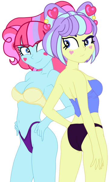 Size: 3415x5676 | Tagged: suggestive, artist:gmaplay, derpibooru import, kiwi lollipop, supernova zap, equestria girls, equestria girls series, sunset's backstage pass!, spoiler:eqg series (season 2), ass, butt, clothes, duo, duo female, female, g4, image, k-lo, lingerie, png, postcrush, simple background, solo, su-z, sultry pose, transparent background