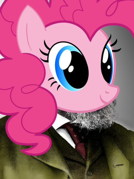 Size: 736x981 | Tagged: safe, derpibooru import, pinkie pie, closed mouth, communism, cute, friedrich engels, g4, image, irl, male, necktie, photo, png, prussia, solo, vector used