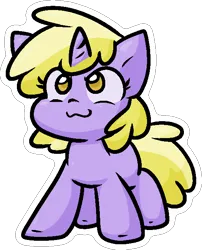 Size: 526x650 | Tagged: safe, artist:zutcha, derpibooru import, dinky hooves, earth pony, pony, unicorn, female, filly, foal, horn, image, looking up, outline, png, simple background, smiling, solo, transparent background, white outline