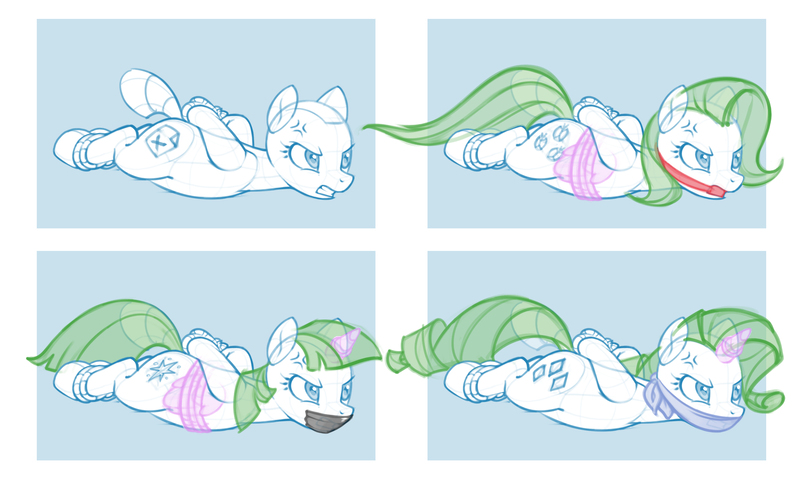 Size: 2414x1439 | Tagged: safe, artist:gor1ck, derpibooru import, fluttershy, rarity, twilight sparkle, pony, ballgag, base, bondage, cloth gag, female, gag, hooves behind back, image, jpeg, redraw, rope, rope bondage, ropes, tape, tape gag