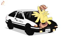 Size: 3500x2000 | Tagged: safe, artist:r4hucksake, derpibooru import, oc, oc:spring eventide, unofficial characters only, pegasus, pony, base used, car, eyeliner, eyeshadow, female, grin, image, makeup, mare, png, simple background, sitting on car, smiling, solo, transparent background