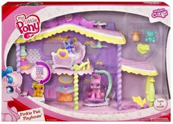 Size: 1232x888 | Tagged: safe, derpibooru import, pinkie pie, scootaloo, starsong, g3, bathroom, bedroom, box, button, cradle, cute, diaper, fan, figure, g3.5, image, in a box, jpeg, lamp, my little pony logo, newborn cuties, pinkie pie's playhouse, playhouse, sink, swing, toilet, toy