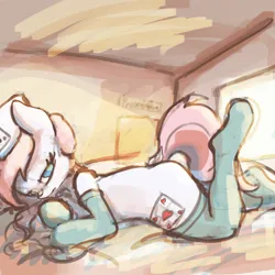 Size: 3000x3000 | Tagged: safe, artist:ruby, derpibooru import, nurse redheart, earth pony, pony, bedroom eyes, clothes, female, hat, high res, image, latex, latex socks, looking at you, lying down, mare, png, prone, socks, solo