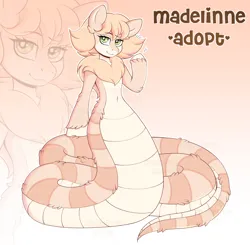 Size: 4600x4508 | Tagged: safe, artist:madelinne, derpibooru import, oc, unofficial characters only, lamia, original species, adoptable, adoptable open, adoption, blonde hair, image, png, reference sheet, solo
