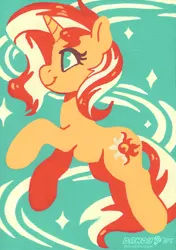 Size: 2926x4152 | Tagged: safe, artist:dandy, derpibooru import, sunset shimmer, pony, unicorn, acrylic painting, female, g4, high res, horn, image, limited palette, mare, png, solo, traditional art
