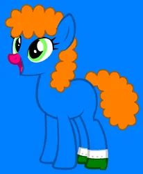 Size: 725x880 | Tagged: safe, artist:dragonflame59, artist:spitfirethepegasusfan39, ponified, earth pony, pony, adult blank flank, base used, blank flank, blue background, clothes, female, g4, image, little miss, little miss star, mare, mr. men, mr. men little miss, open mouth, open smile, pink nose, png, rockstar, shoes, simple background, smiling, solo