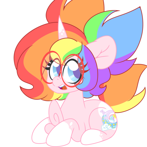 Size: 2000x2000 | Tagged: safe, artist:ladylullabystar, derpibooru import, oc, oc:lady lullaby star, pony, unicorn, female, glasses, horn, image, lying down, mare, png, prone, simple background, solo, transparent background