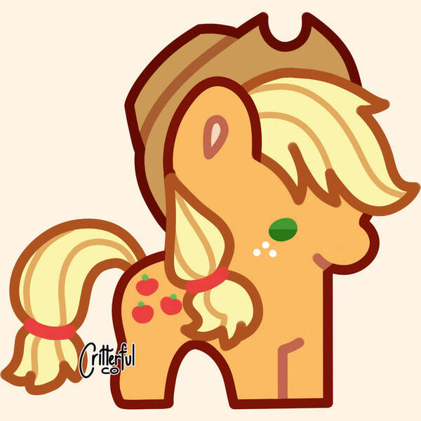 Size: 828x828 | Tagged: safe, artist:critterfulco, derpibooru import, applejack, earth pony, chibi, female, g4, image, jpeg, solo